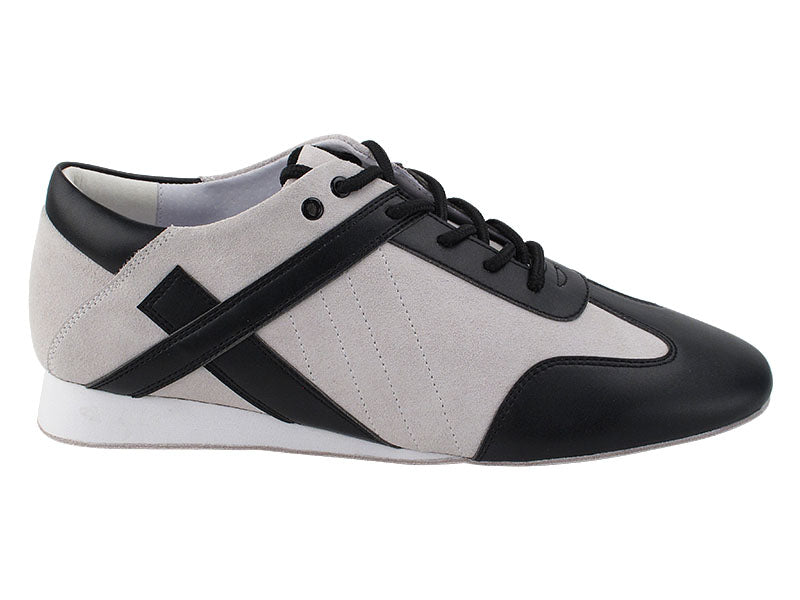 SERO106BBX Vintage White Suede & Black Leather Trim with flat heel in the photo