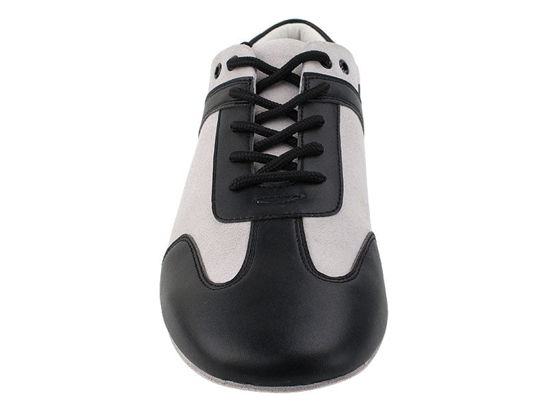 SERO106BBX Vintage White Suede & Black Leather Trim with flat heel in the photo