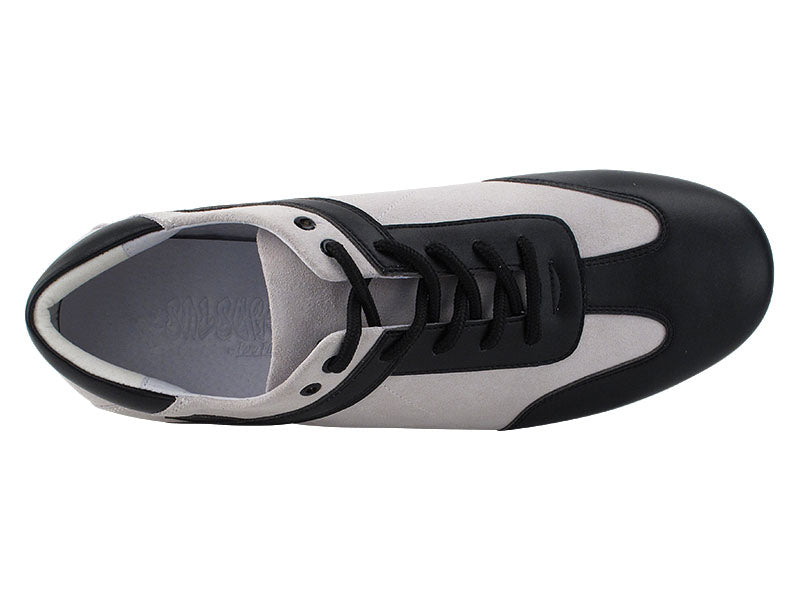SERO106BBX Vintage White Suede & Black Leather Trim with flat heel in the photo