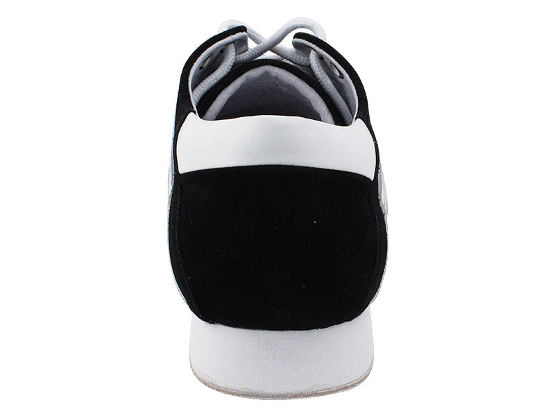 SERO106BBX Black Suede & White Leather Trim with flat heel in the photo