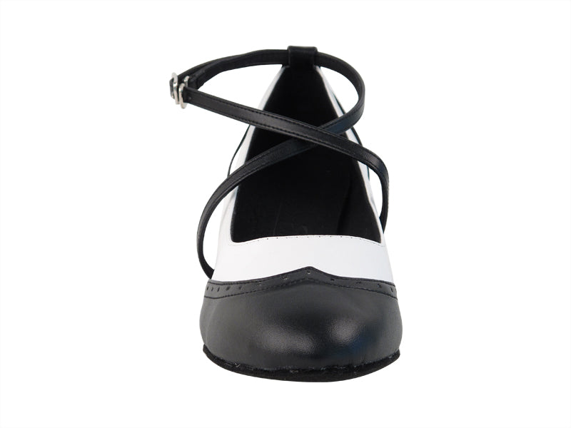Swing001 Black & White Leather with 1.6" medium heel in the photo