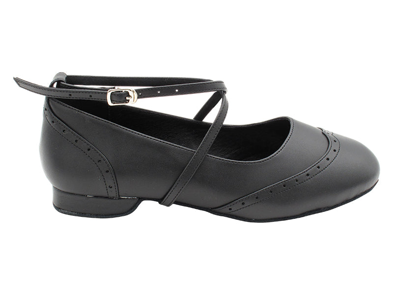 Swing002 Black Leather with 0.5 INCH FLAT HEEL (EVA) in the photo