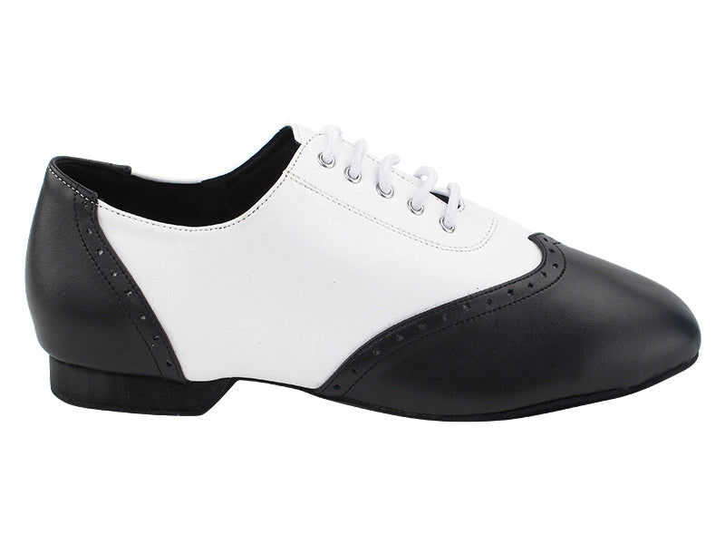 Swing003 Black Leather & White Leather with 0.5 inch EVA Heel in the photo