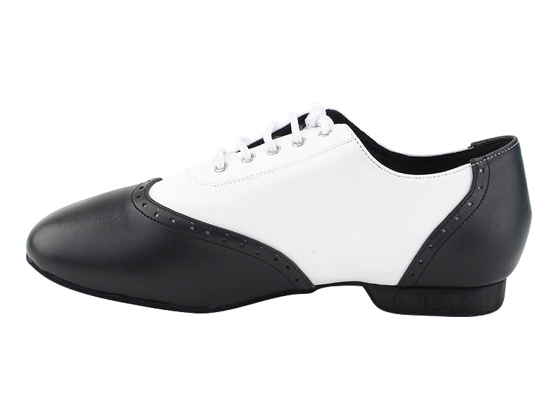 Swing003 Black Leather & White Leather with 0.5 inch EVA Heel in the photo
