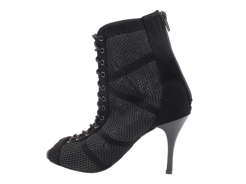 VFBoot Latin 3302 Black Nubcuk & Black Knit Mesh with 3.5" Stiletto Black Heel (TG1) in the photo