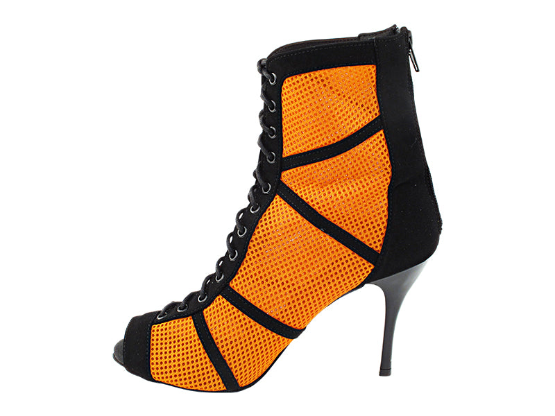 VFBoot Latin 3302 Black Nubuck & Orange Knit Mesh with 3.5" Stiletto Black Heel (TG1) in the photo
