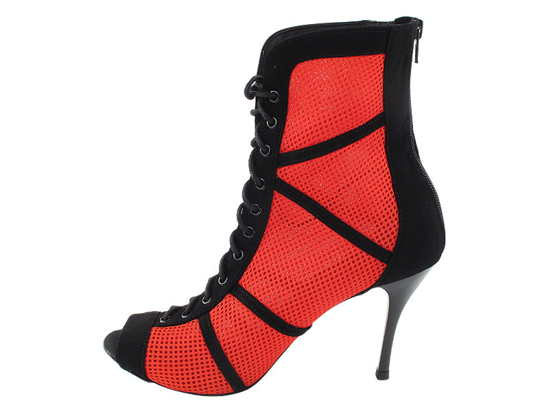 VFBoot Latin 3302 Black Suede & Red Knit Mesh with 3.5" Stiletto Black Heel (TG1) in the photo