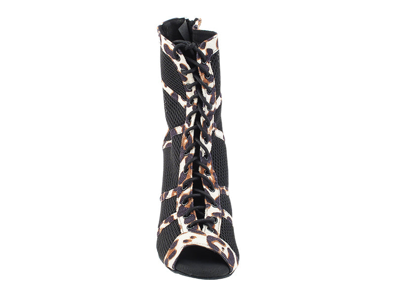 VFBoot Latin 3302 Cheetah Velvet & Black Knit Mesh with 3.5" Stiletto Black Heel (TG1) in the photo