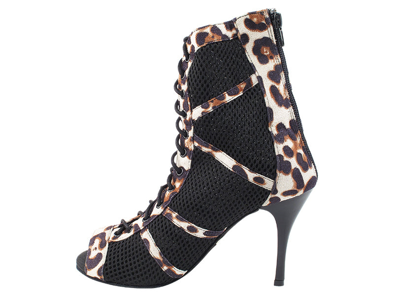 VFBoot Latin 3302 Cheetah Velvet & Black Knit Mesh with 3.5" Stiletto Black Heel (TG1) in the photo