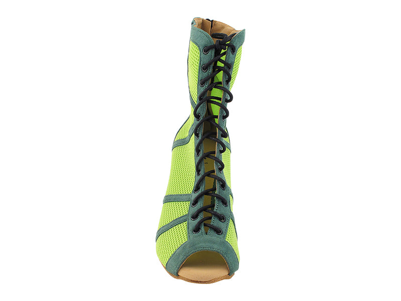 VFBoot Latin 3302 Green Suede & Green Knit Mesh with 3.5" Stiletto Gold Heel (TG1) in the photo