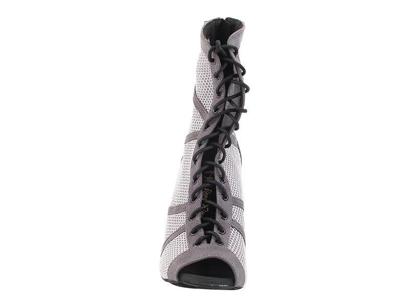 VFBoot Latin 3302 Grey Suede & Grey Knit Mesh with 3.5" Stiletto Black Heel (TG1) in the photo