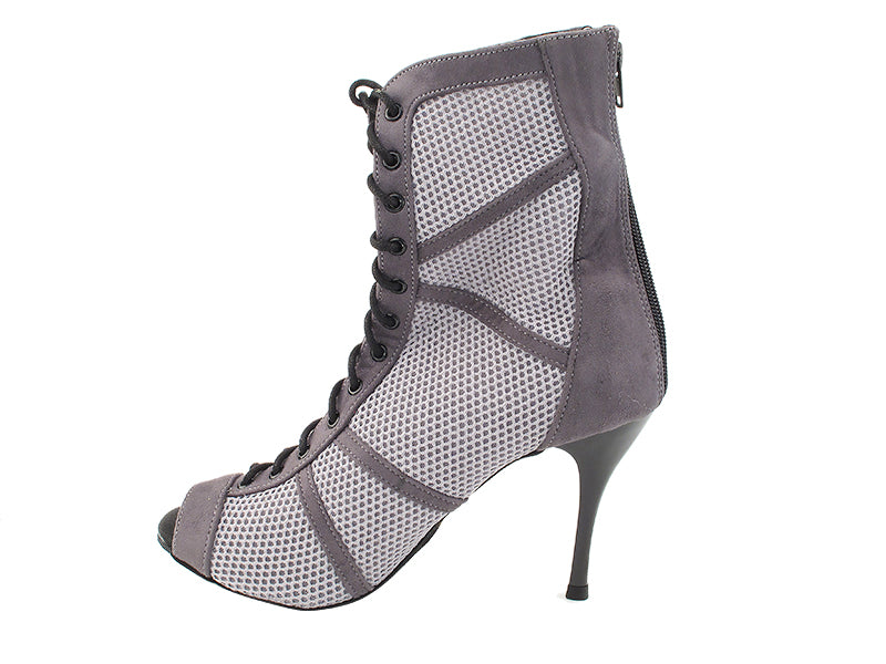 VFBoot Latin 3302 Grey Suede & Grey Knit Mesh with 3.5" Stiletto Black Heel (TG1) in the photo