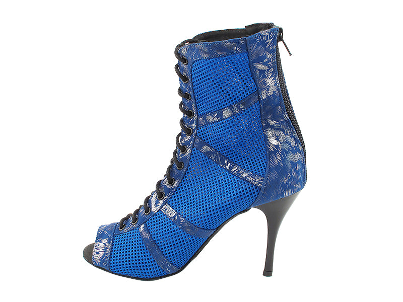 VFBoot Latin 3302 Pine Blue Velvet & Blue Knit Mesh with 3.5" Stiletto Black Heel (TG1) in the photo