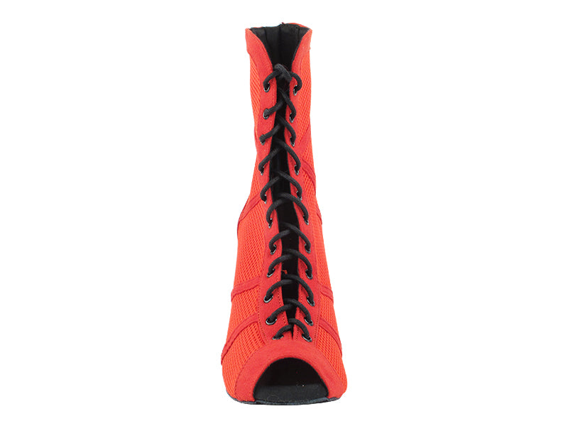 VFBoot Latin 3302 Red Suede & Red Knit Mesh with 3.5" Stiletto Red Heel (TG1) in the photo