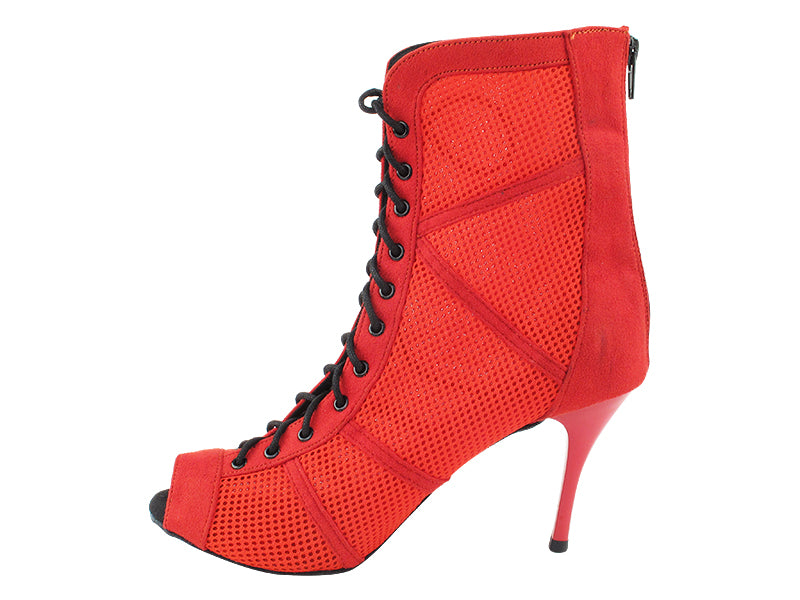 VFBoot Latin 3302 Red Suede & Red Knit Mesh with 3.5" Stiletto Red Heel (TG1) in the photo