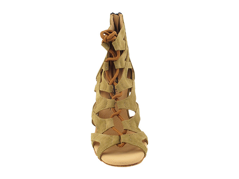 VFBoot Latin 3303 Brown Bubuck with 3.5" Stiletto Gold Heel (TG1) in the photo
