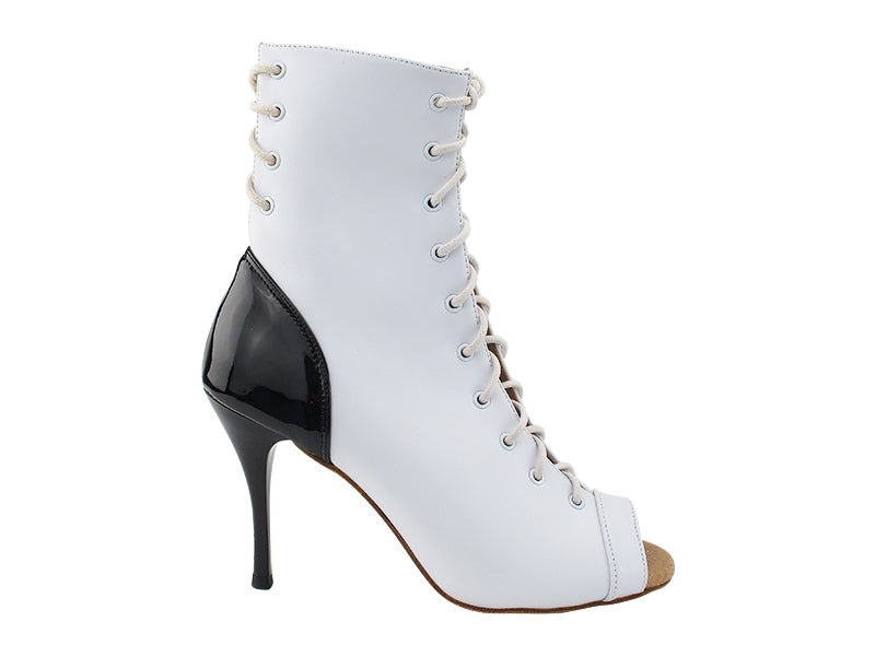 VFBoot Latin 3308 White Leather & Black Patent with 3.5" Stiletto Black Plated Heel (TG1) in the photo