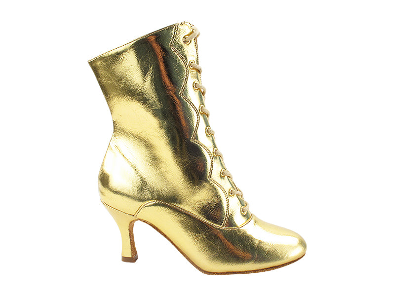VFBoot NVSCCanCan Shinny Gold Leather with 2.75" Flare Heel (YPG/11006) in the photo