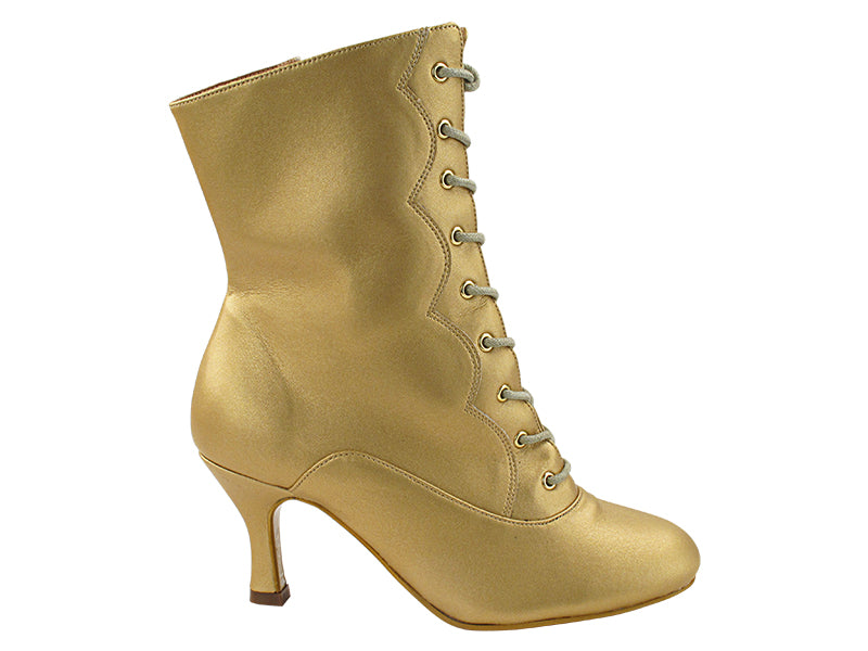 VFBoot NVSCCanCan Matte Gold Leather with 2.75" Flare Heel (YPG/11006) in the photo