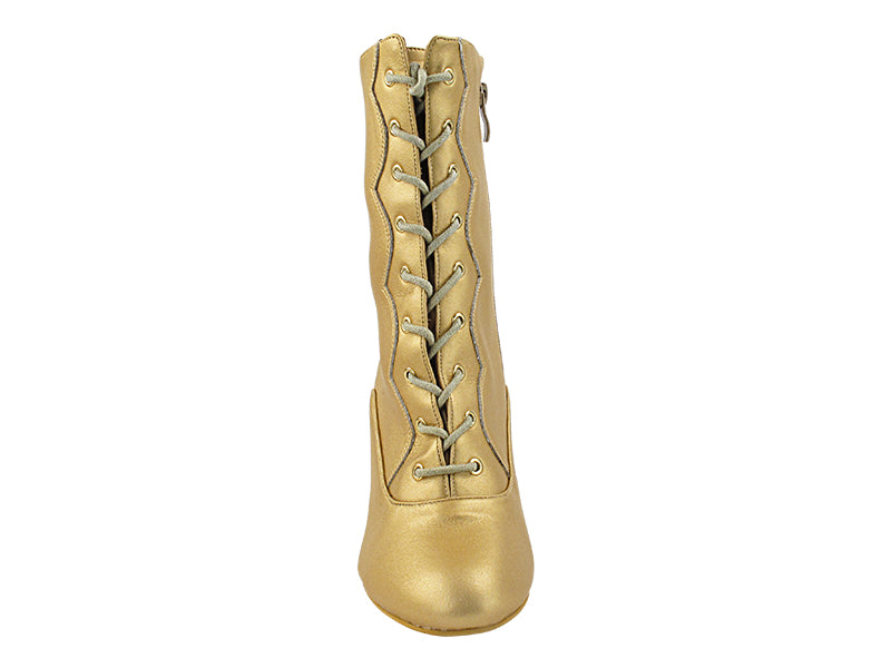 VFBoot NVSCCanCan Matte Gold Leather with 2.75" Flare Heel (YPG/11006) in the photo