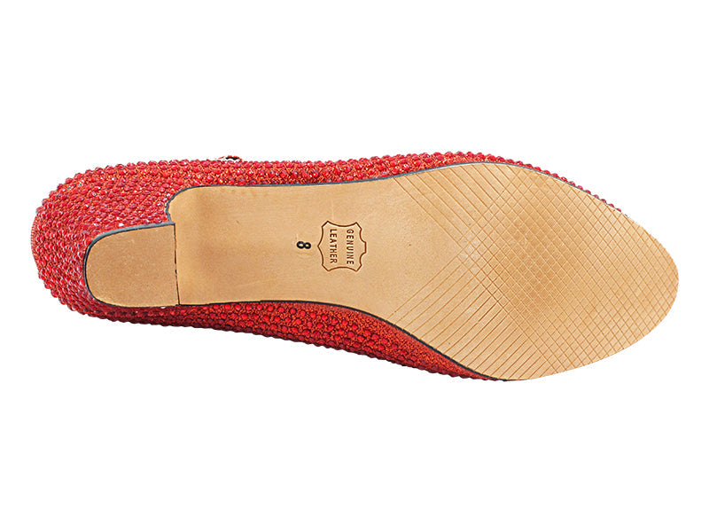 VFCharacter 001CC Red Glitter Satin with 2.3" Thick Cuban Heel in the photo