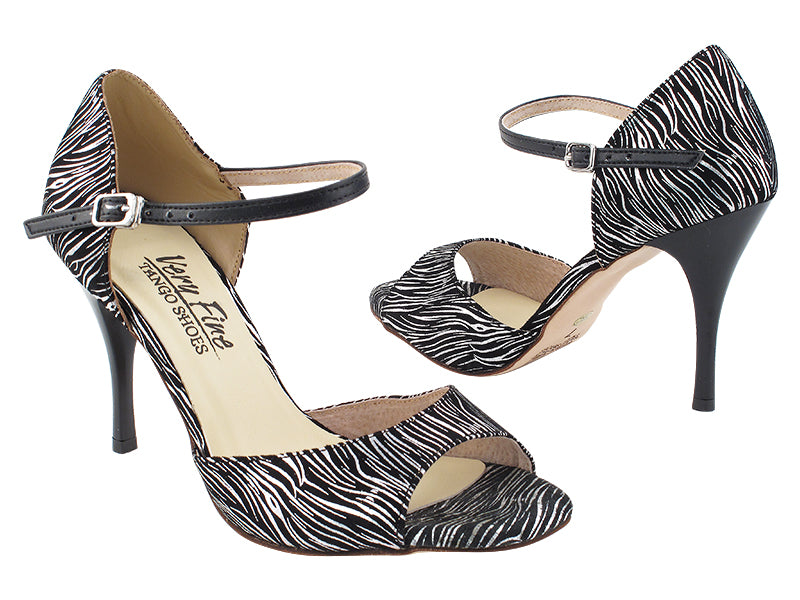VFTango 001 Black Silver Wave with 3.5" Stiletto Black Heel (TG1) in the photo