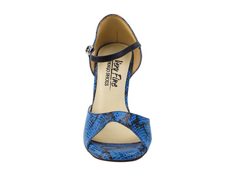 VFTango 001 Blue & Black Snake with 3.5" Stiletto Black Heel (TG1) in the photo