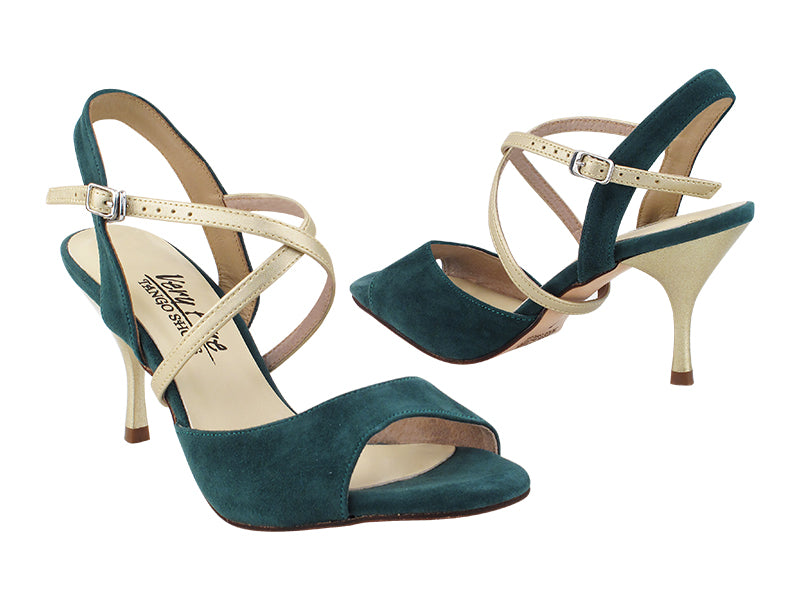 VFTango 009 Green Suede with 2.95" Slim Gold Heel (030) in the photo