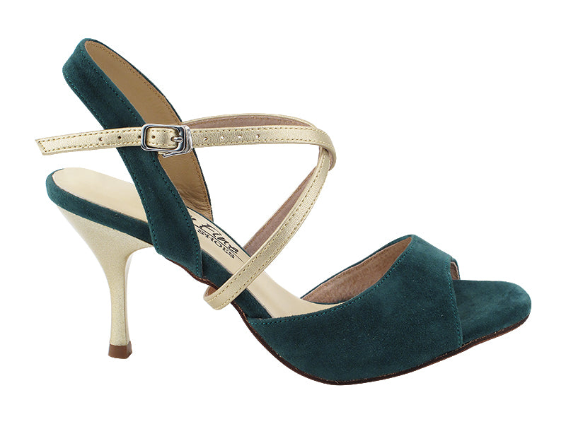 VFTango 009 Green Suede with 2.95" Slim Gold Heel (030) in the photo