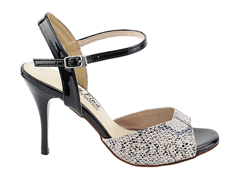 VFTango 022 White Snake & Black Patent with 3.5" Stiletto Black Heel (TG1) in the photo