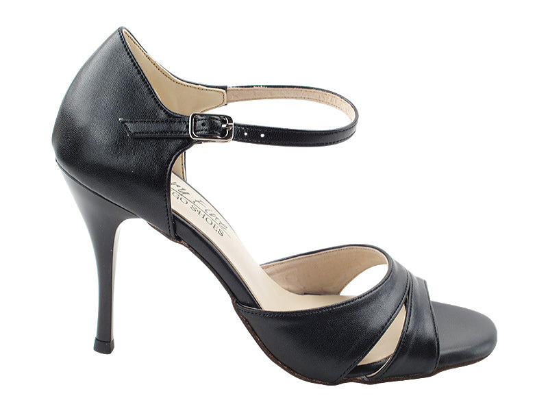 VFTango 008 Black Leather with 3.5" Stiletto Black Plated Heel (TG1) in the photo