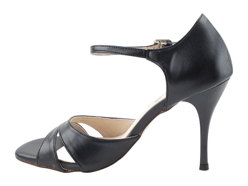 VFTango 008 Black Leather with 3.5" Stiletto Black Plated Heel (TG1) in the photo