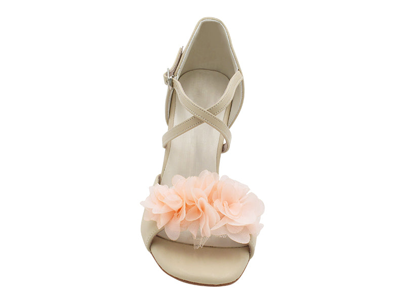 VFTango 025X Light Beige Leather & Peach Flower with 3.5" Stiletto Nude Heel (TG1) in the photo