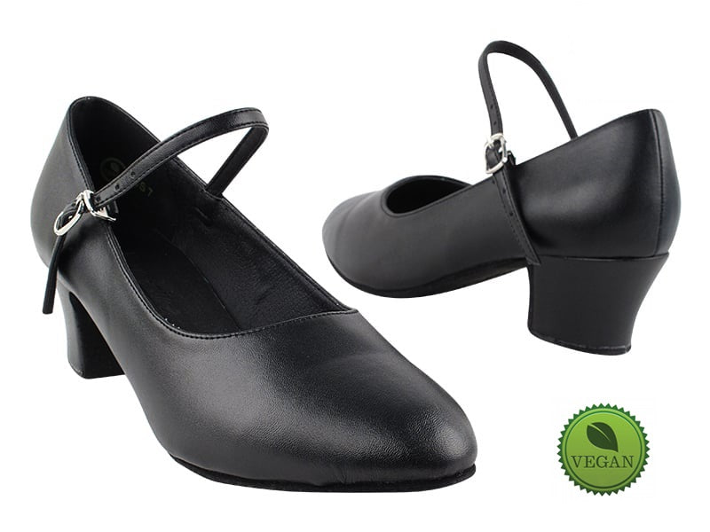 C1682 Black Vegan Leather with 1.6" medium heel in the photo
