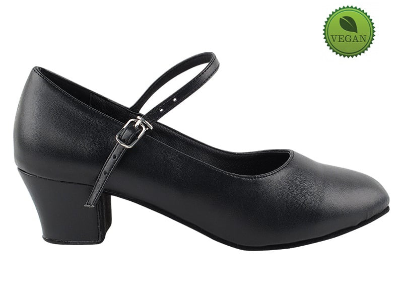 C1682 Black Vegan Leather with 1.6" medium heel in the photo