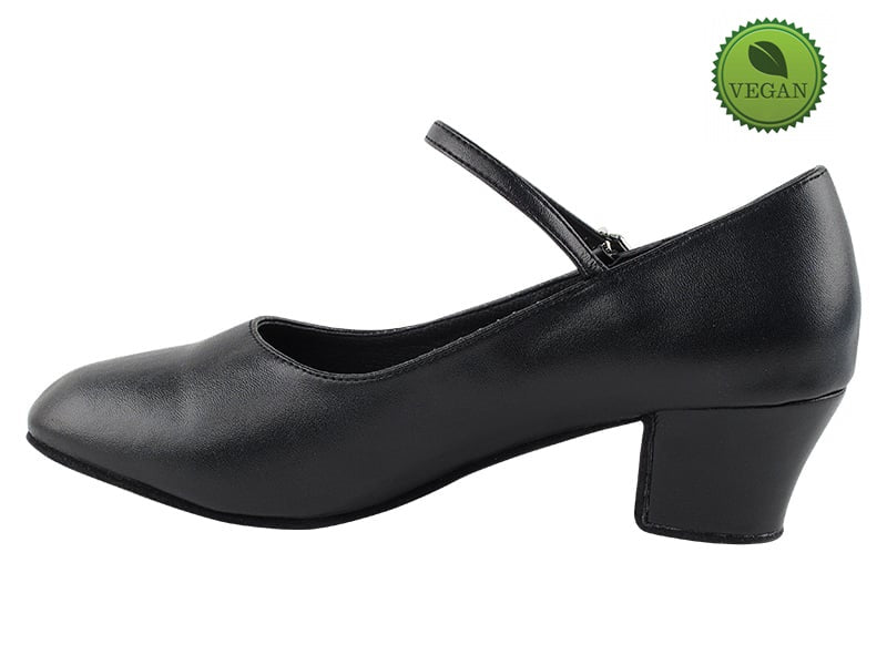 C1682 Black Vegan Leather with 1.6" medium heel in the photo
