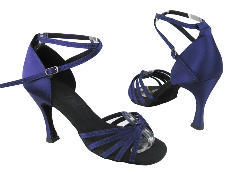 C6005 BD71 Purple Satin with 3.5" Flare heel in the photo