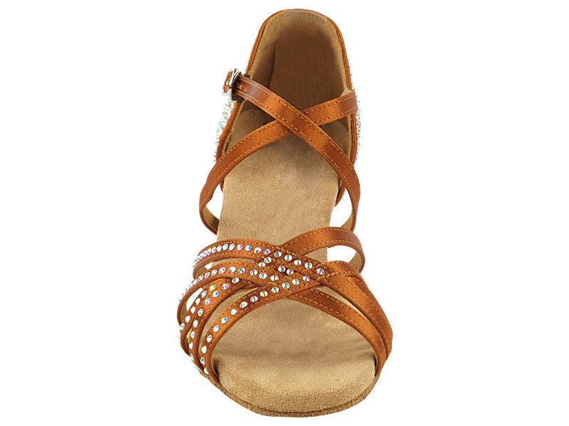 CD2001CC Copper Tan Satin with 2.5" Flare Heel (8012) in the photo