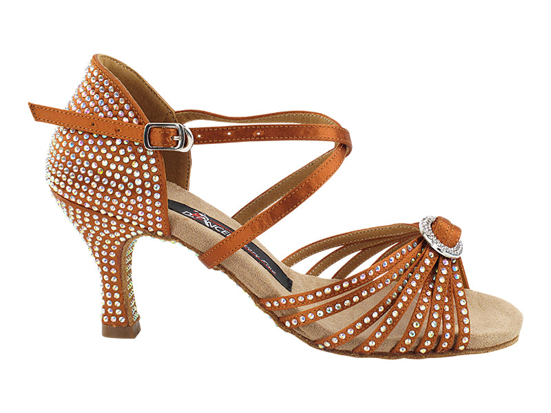 CD2030CC Copper Tan Satin with 2.5" Flare Heel (8012) in the photo