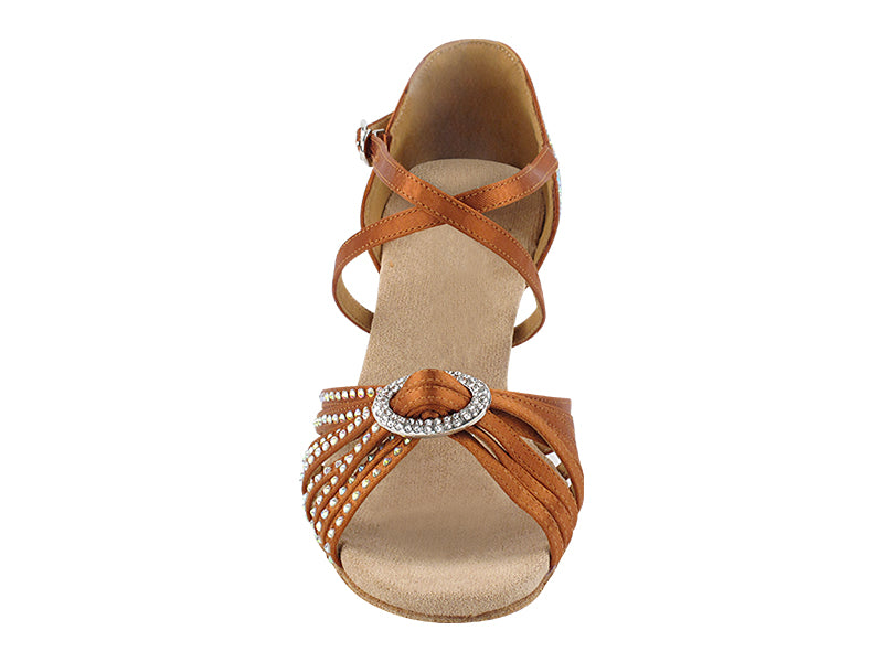 CD2030CC Copper Tan Satin with 2.5" Flare Heel (8012) in the photo