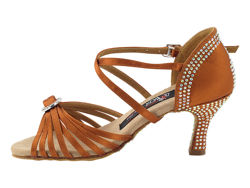 CD2030CC Copper Tan Satin with 2.5" Flare Heel (8012) in the photo