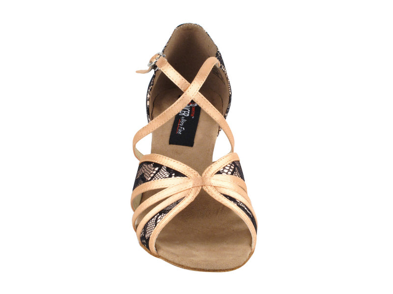 CD3021 Tan Satin & Black Laces