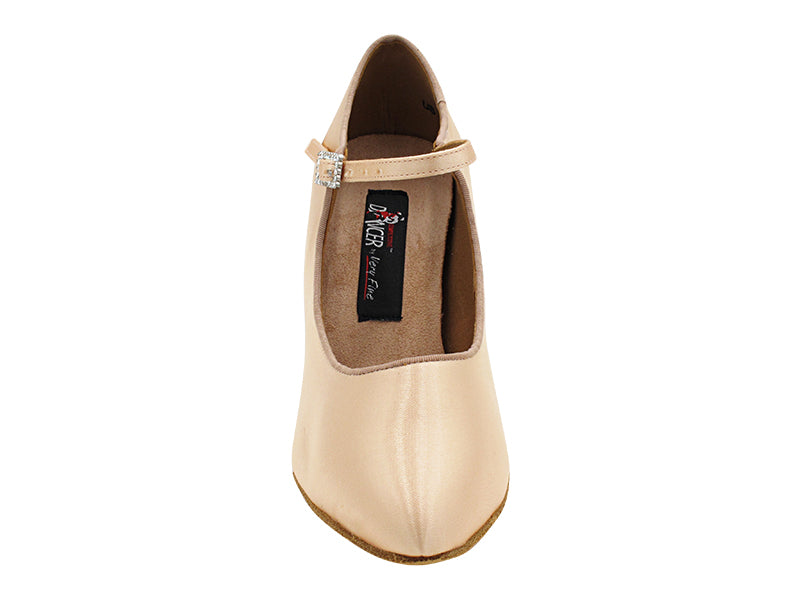 CD5100M Flesh Satin with 3" Flare heel in the photo
