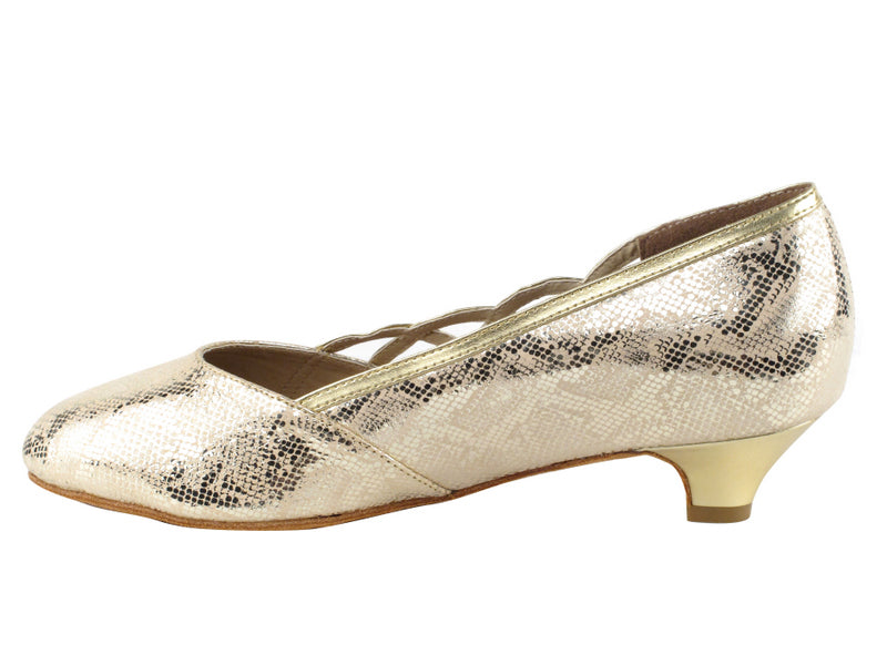 CD5501 Gold Leather Cuban Heel