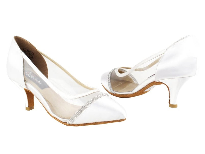 CD5502 White Satin with 2.5" Slim heel in the photo