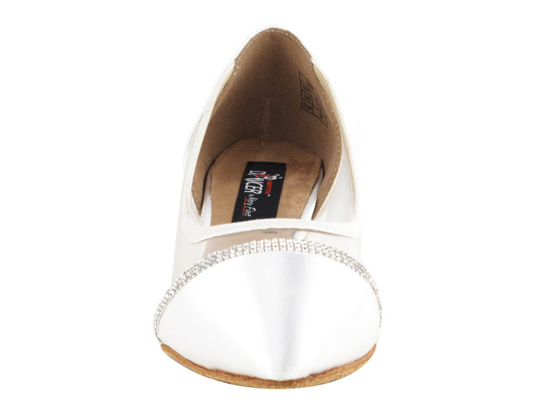 CD5502 White Satin with 1.1" heel in the photo