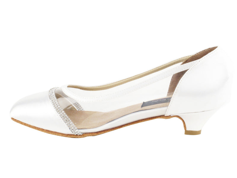 CD5502 White Satin with 1.1" heel in the photo