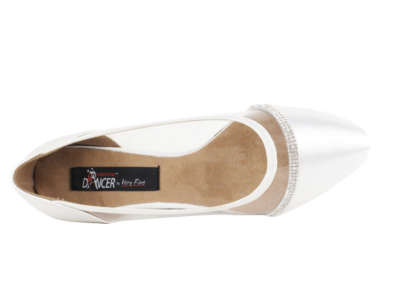 CD5502 White Satin with 1.1" heel in the photo