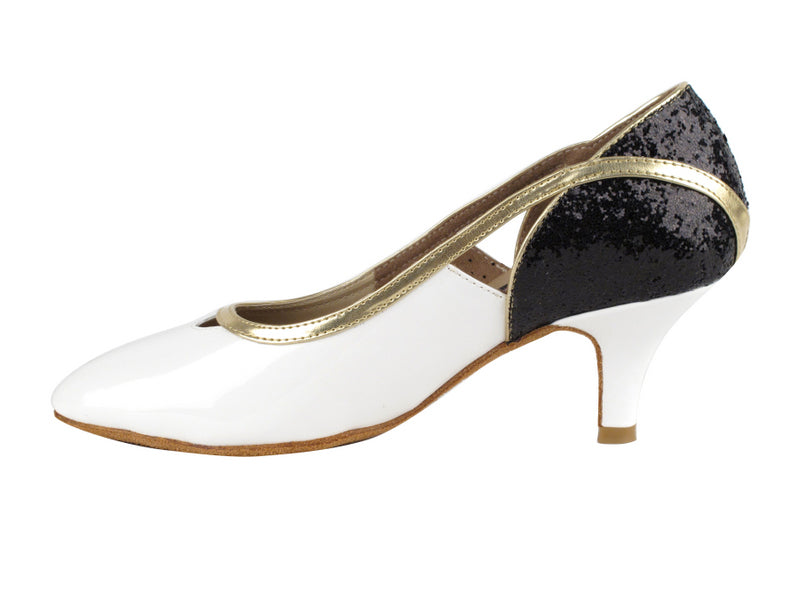 CD5503 Black Sparkle & White Patent