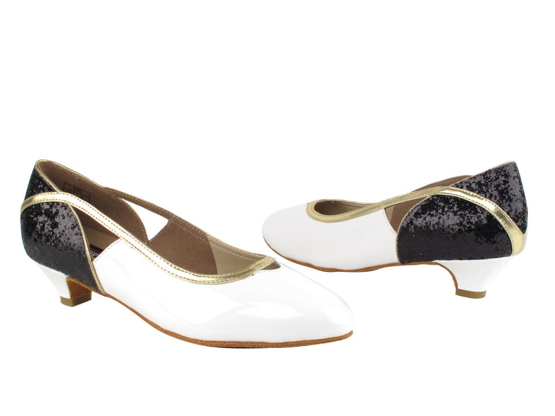 CD5503 Black Sparkle & White Patent with 1.1" heel in the photo